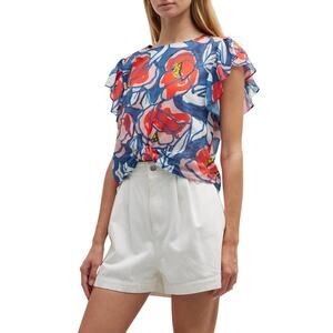 Finley Floral Bluepink Rosey Roses Size S Top